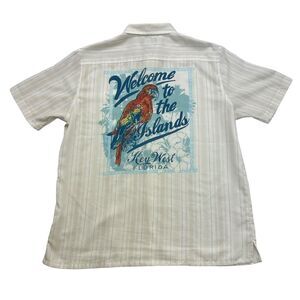 Croft & Barrow Hawaiian Shirt Mens Large L Parrot Welcome Islands Key West FL
